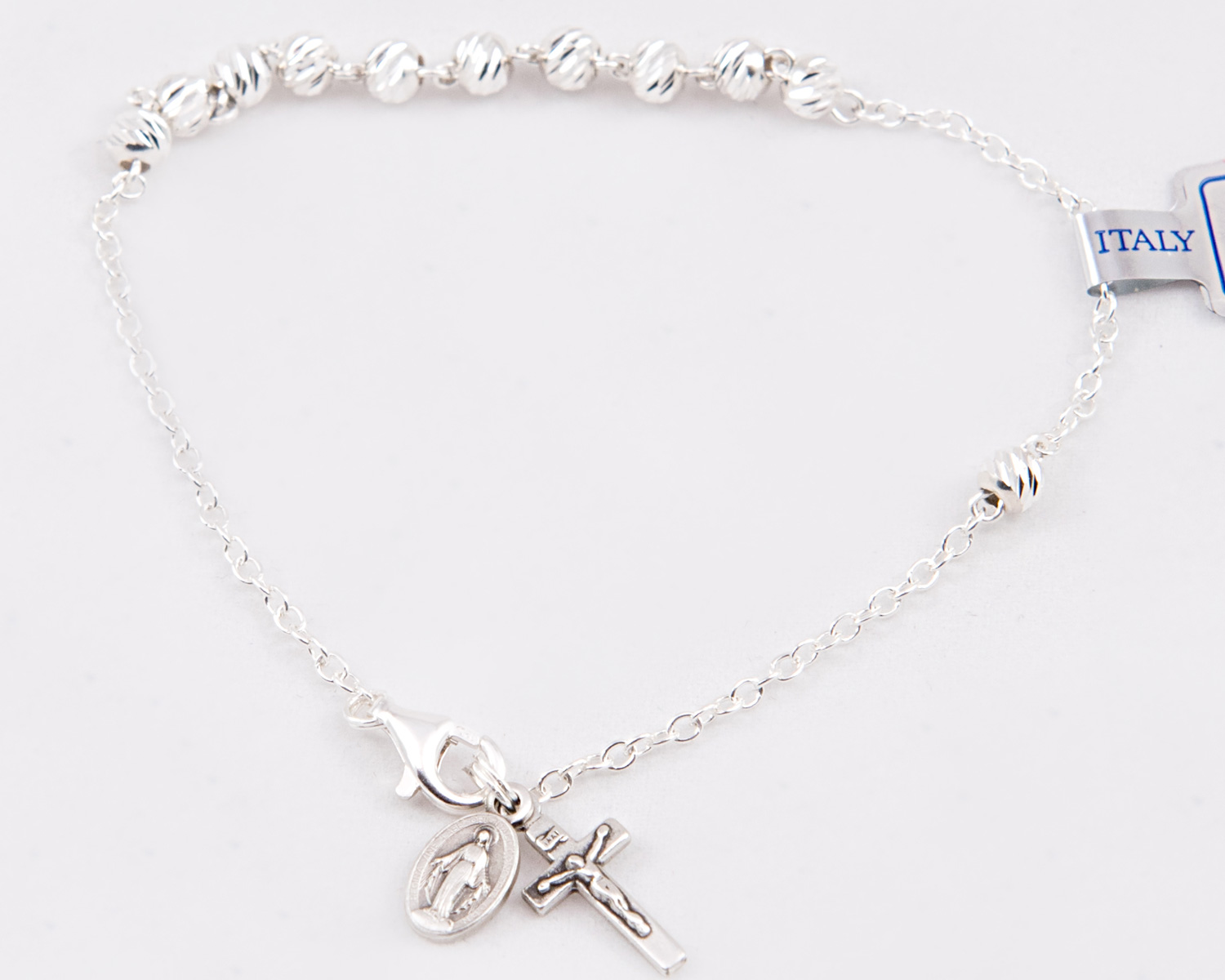 Celtic Cross Pearl Rosary Bracelet for First Holy Communion
