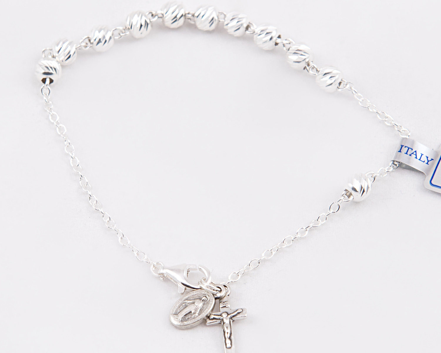 Sterling Silver Rosary Bracelet 5mm beads (Ear Pattern) Loreto Gift