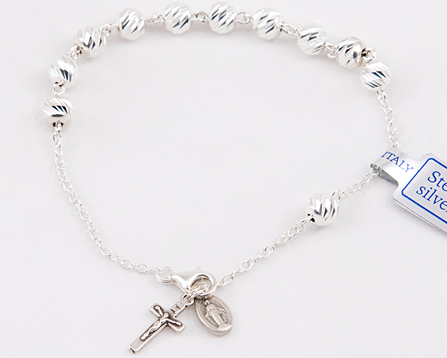 DIRECT FROM LOURDES - 8 Way Single Decade Blue Rosary Bracelet