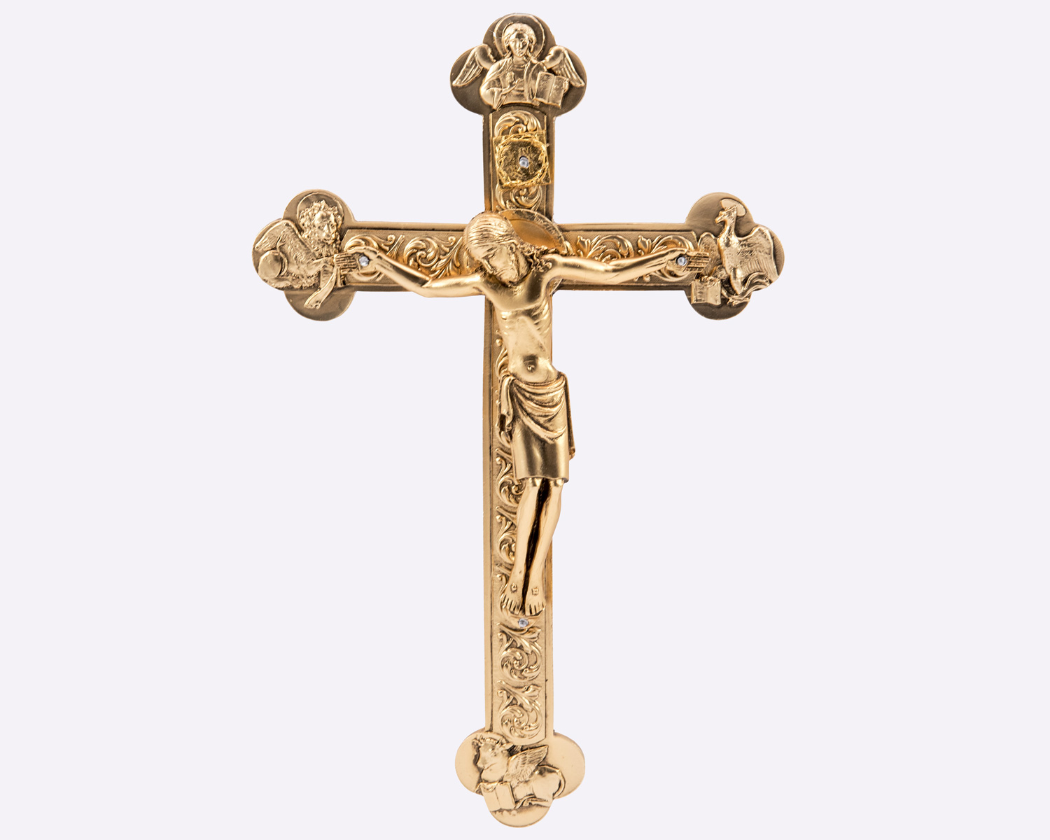 Four Evangelist Crucifix Metal Golden Finish