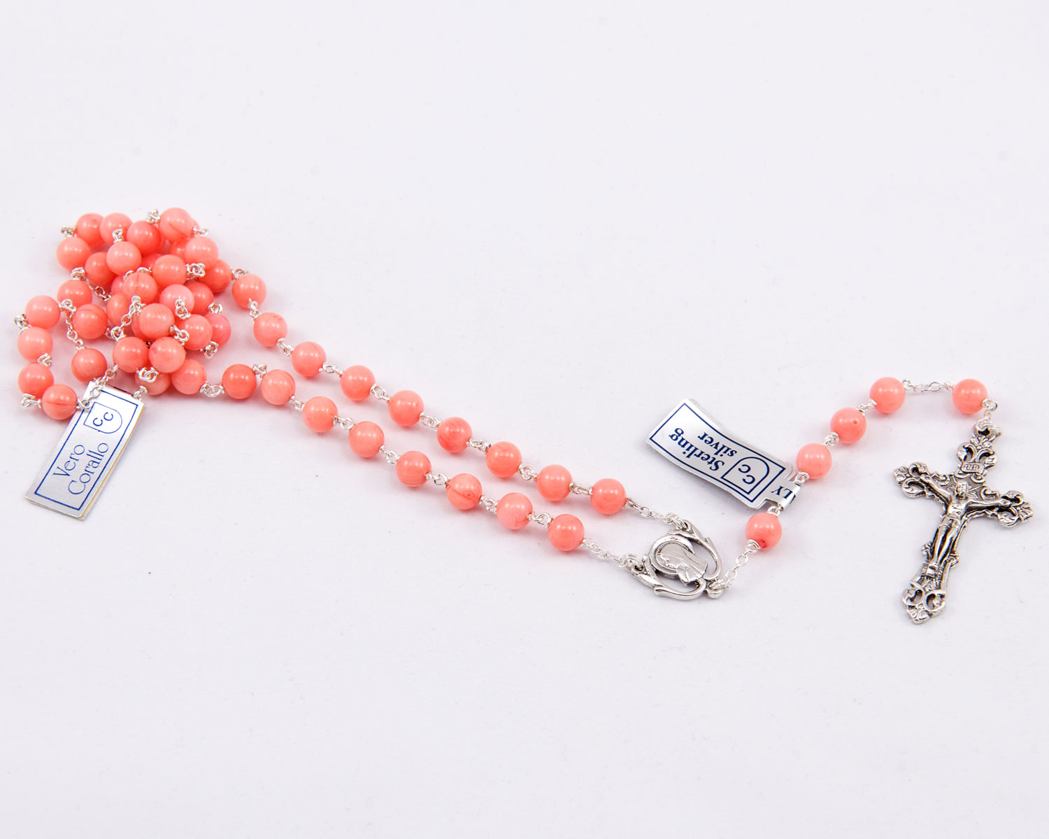 coral rosary beads