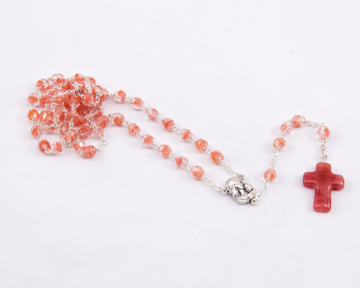 Pink Murano Glass Rosary 6mm beads Loreto Gift Italian handmade